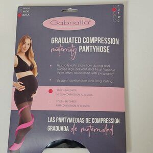 Gabrialla Graduated Medium Compression Maternity Pantyhose Sz M Black Sheer H260